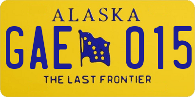 AK license plate GAE015