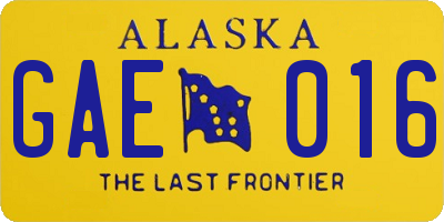 AK license plate GAE016