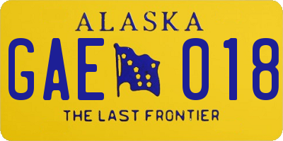 AK license plate GAE018