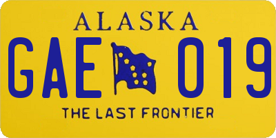 AK license plate GAE019