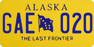 AK license plate GAE020