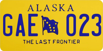 AK license plate GAE023