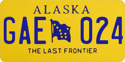AK license plate GAE024