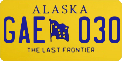 AK license plate GAE030