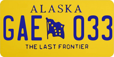 AK license plate GAE033