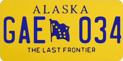 AK license plate GAE034