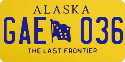 AK license plate GAE036