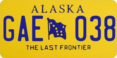 AK license plate GAE038