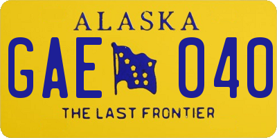 AK license plate GAE040