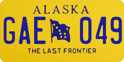 AK license plate GAE049