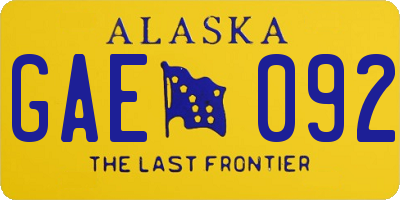 AK license plate GAE092