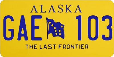 AK license plate GAE103