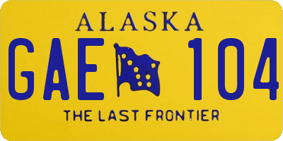 AK license plate GAE104