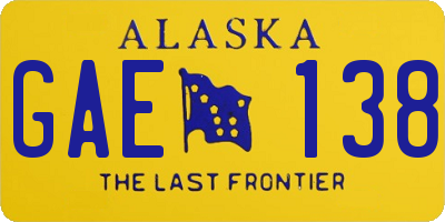AK license plate GAE138
