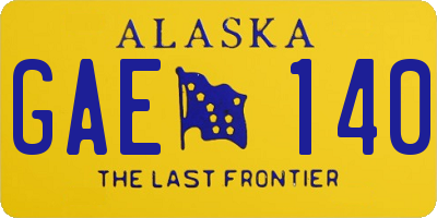 AK license plate GAE140