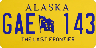 AK license plate GAE143