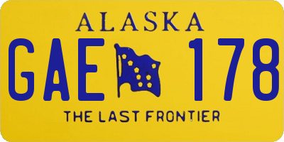 AK license plate GAE178