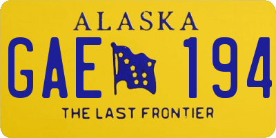 AK license plate GAE194