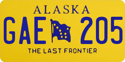 AK license plate GAE205