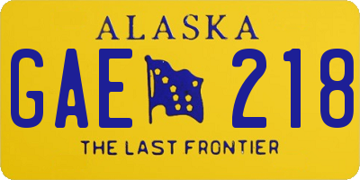 AK license plate GAE218