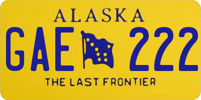 AK license plate GAE222