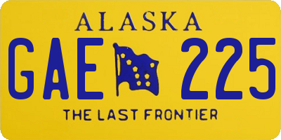 AK license plate GAE225