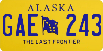 AK license plate GAE243