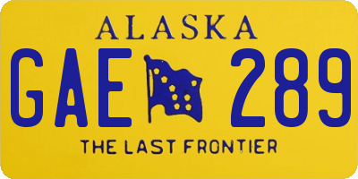 AK license plate GAE289