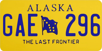 AK license plate GAE296