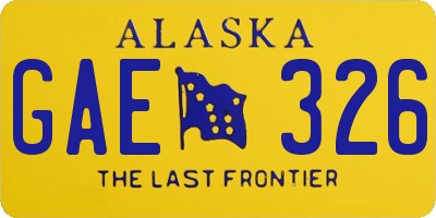 AK license plate GAE326