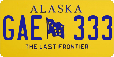 AK license plate GAE333