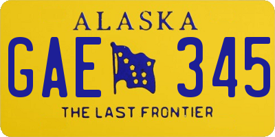 AK license plate GAE345