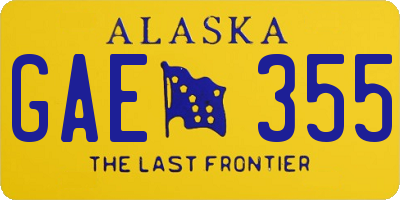 AK license plate GAE355