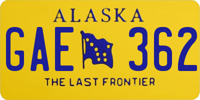 AK license plate GAE362