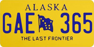 AK license plate GAE365