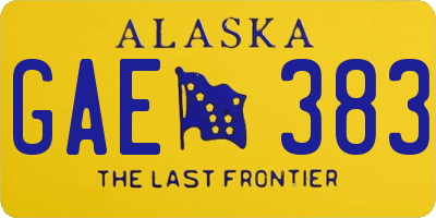 AK license plate GAE383