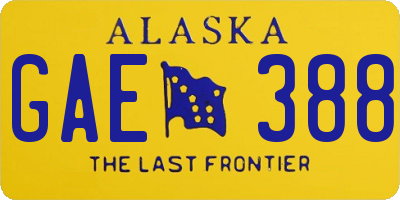 AK license plate GAE388