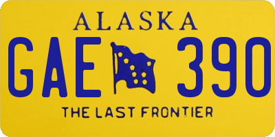 AK license plate GAE390