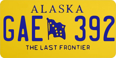 AK license plate GAE392