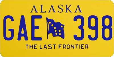 AK license plate GAE398