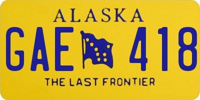 AK license plate GAE418