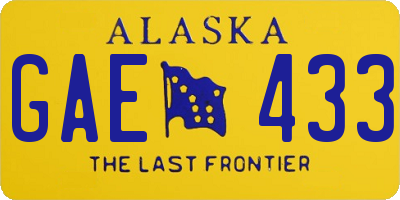 AK license plate GAE433