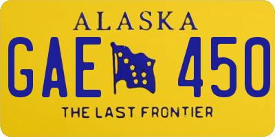 AK license plate GAE450