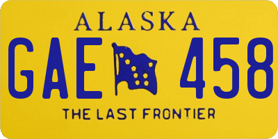 AK license plate GAE458