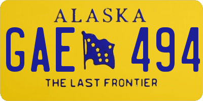 AK license plate GAE494