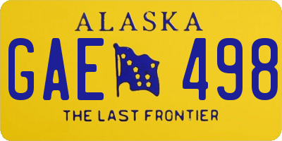 AK license plate GAE498