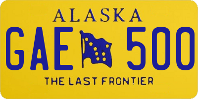 AK license plate GAE500