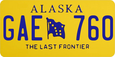 AK license plate GAE760