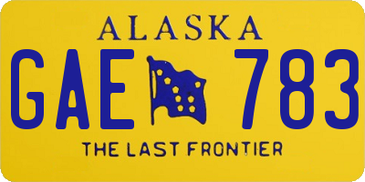 AK license plate GAE783