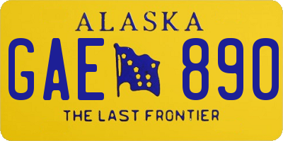 AK license plate GAE890
